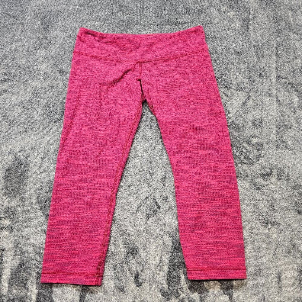 Lululemon Capri Leggings womens 10 thick athletic pink cropped compression